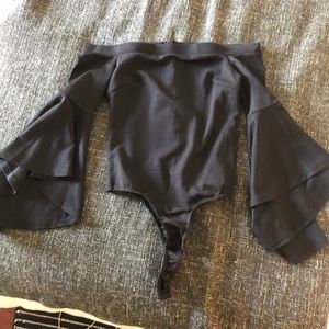 Off the shoulder bell sleeve bodysuit